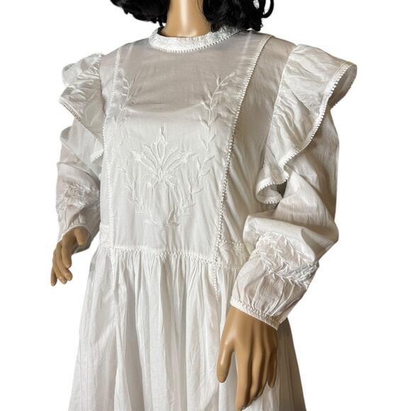 NWT Esme Embroidered Mini Peaseant Dress White Banana Republic size Large - Picture 6 of 15